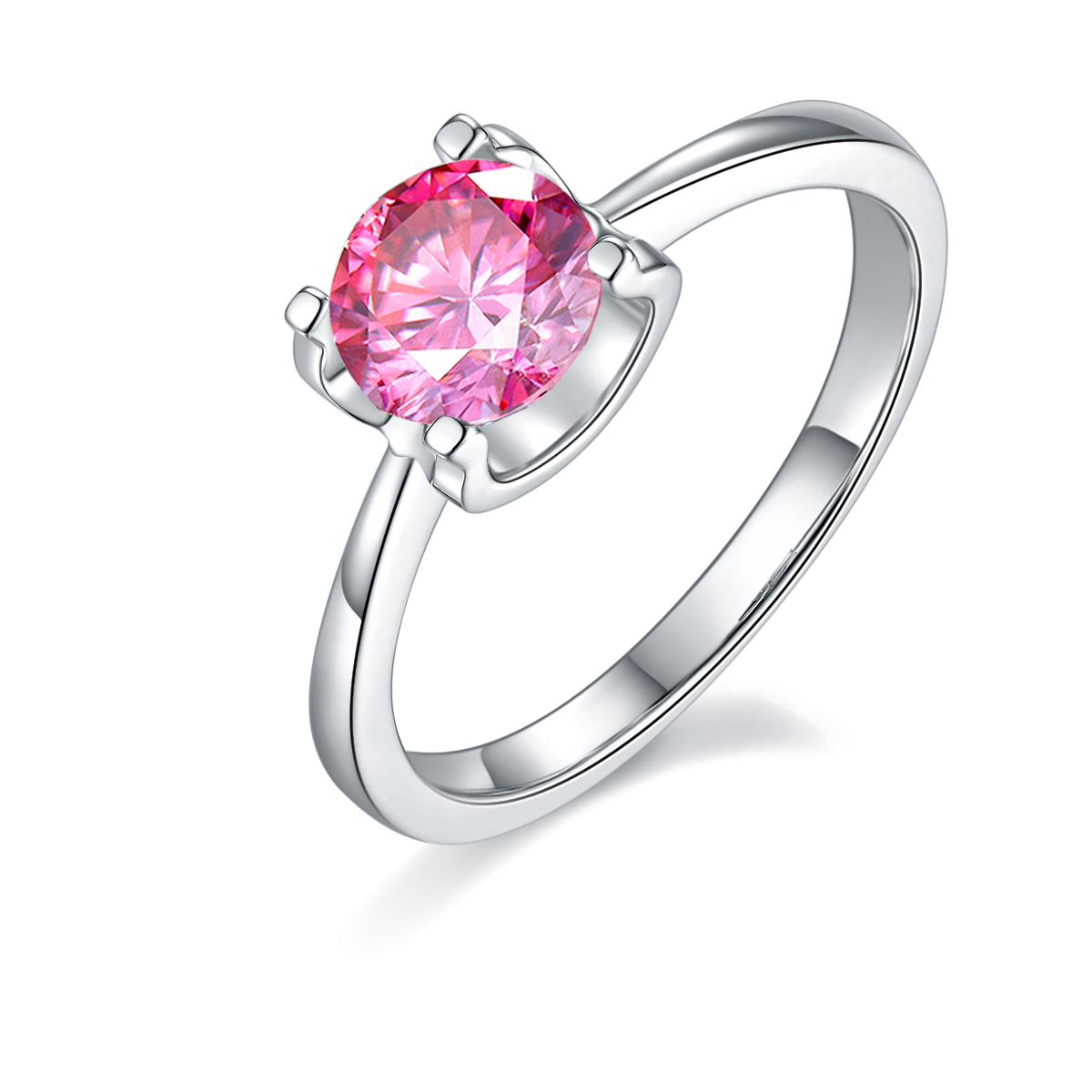 Straight Arm Classic Bullhead S925 Silver Plated White Gold Moissan Diamond Women's Ring 1 Carat D