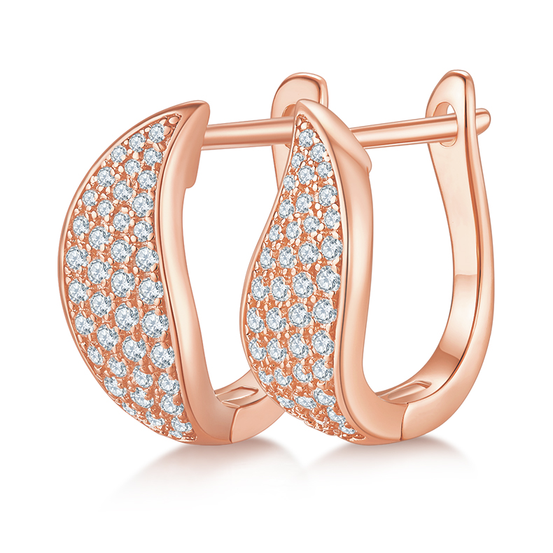 Four rows of half earrings S925 Silver Moissan Diamond Ct Grade D 0.5CT      K11A