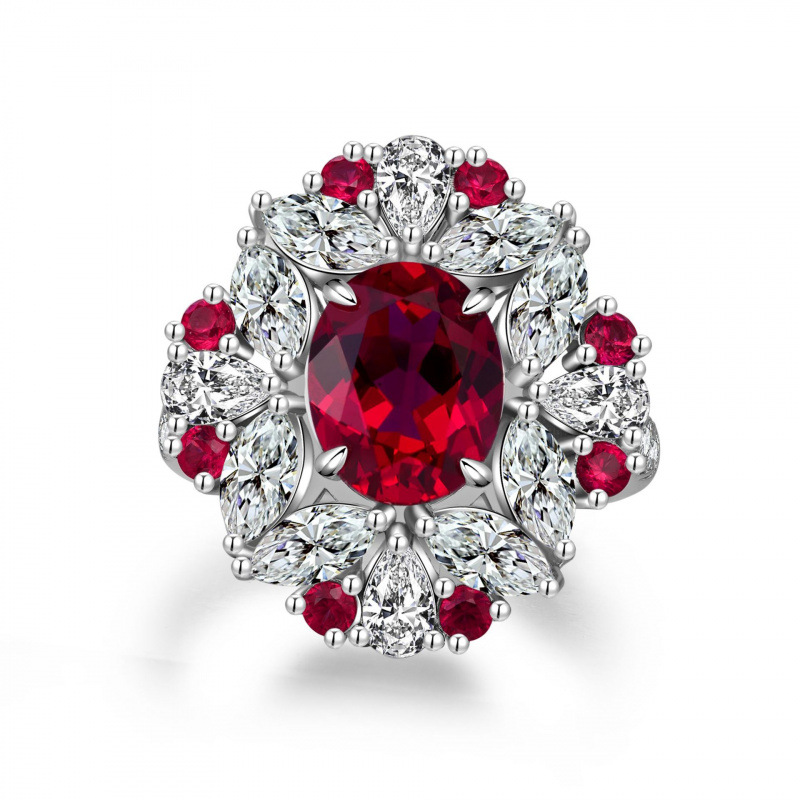 S925 Sterling Silver Ring for Women with Blue Sapphire Aquamarine Full Diamond Gemstone