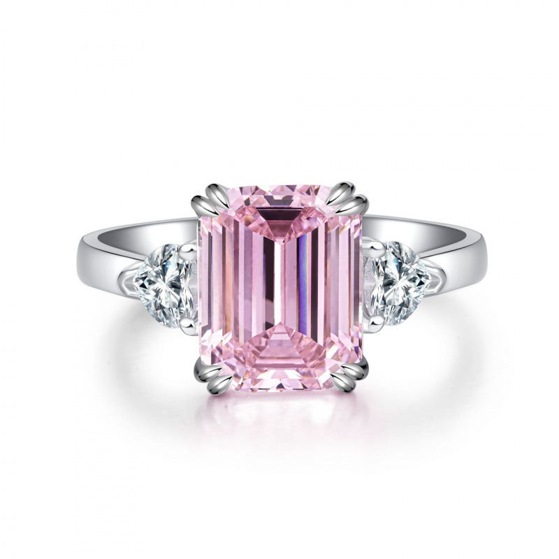 S925 Sterling Silver Pink Diamond Ring