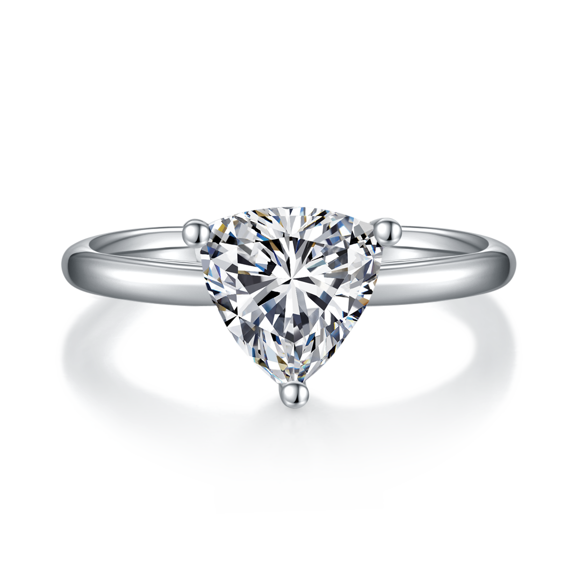 Classic Triangle S925 Silver Plated White Gold Moissan Diamond Women's Ring 3.0 Carat Grade D