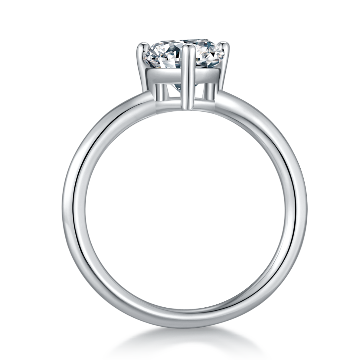 Classic Pear Shape S925 Silver Plated White Gold Moissan Diamonds Women's Ring 3.0 Ct Grade D