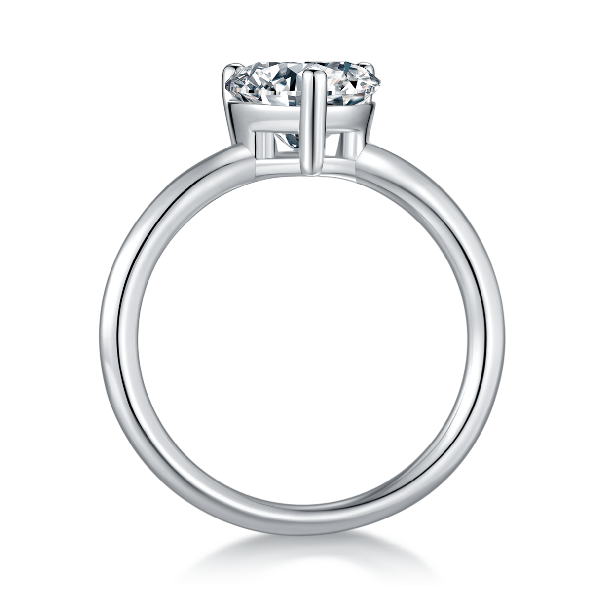 Classic Heart S925 Silver Plated White Gold Moissan Diamond Women's Ring 3.0 Ct Grade D