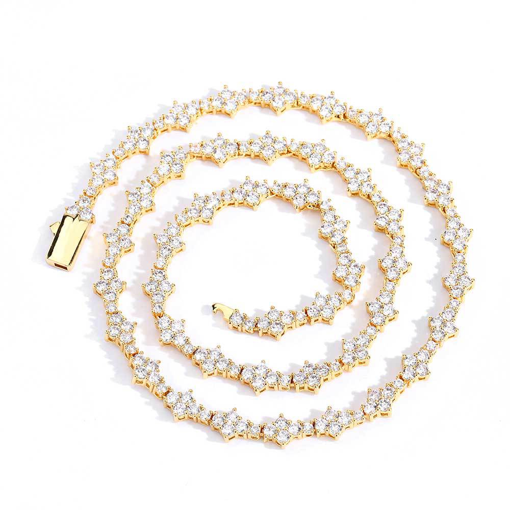 Hip Hop 6.5mm Spring Clasp Airplane Tennis Chain Zircon Necklace Couple Bracelet