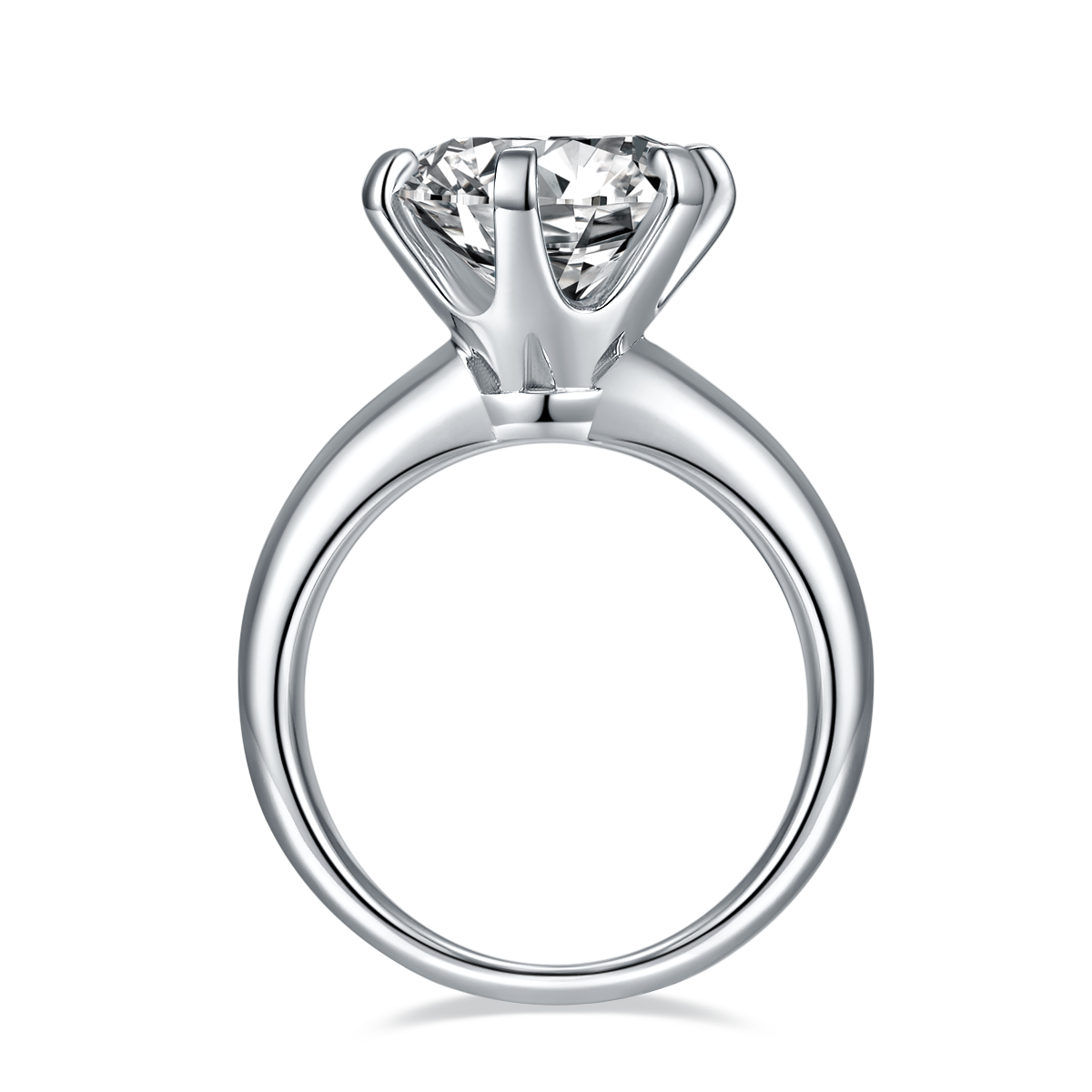 Light Arm T -style Six Claw S925 Silver Plated White Moissan Diamond Women's Ring 5.0 Carat Grade D
